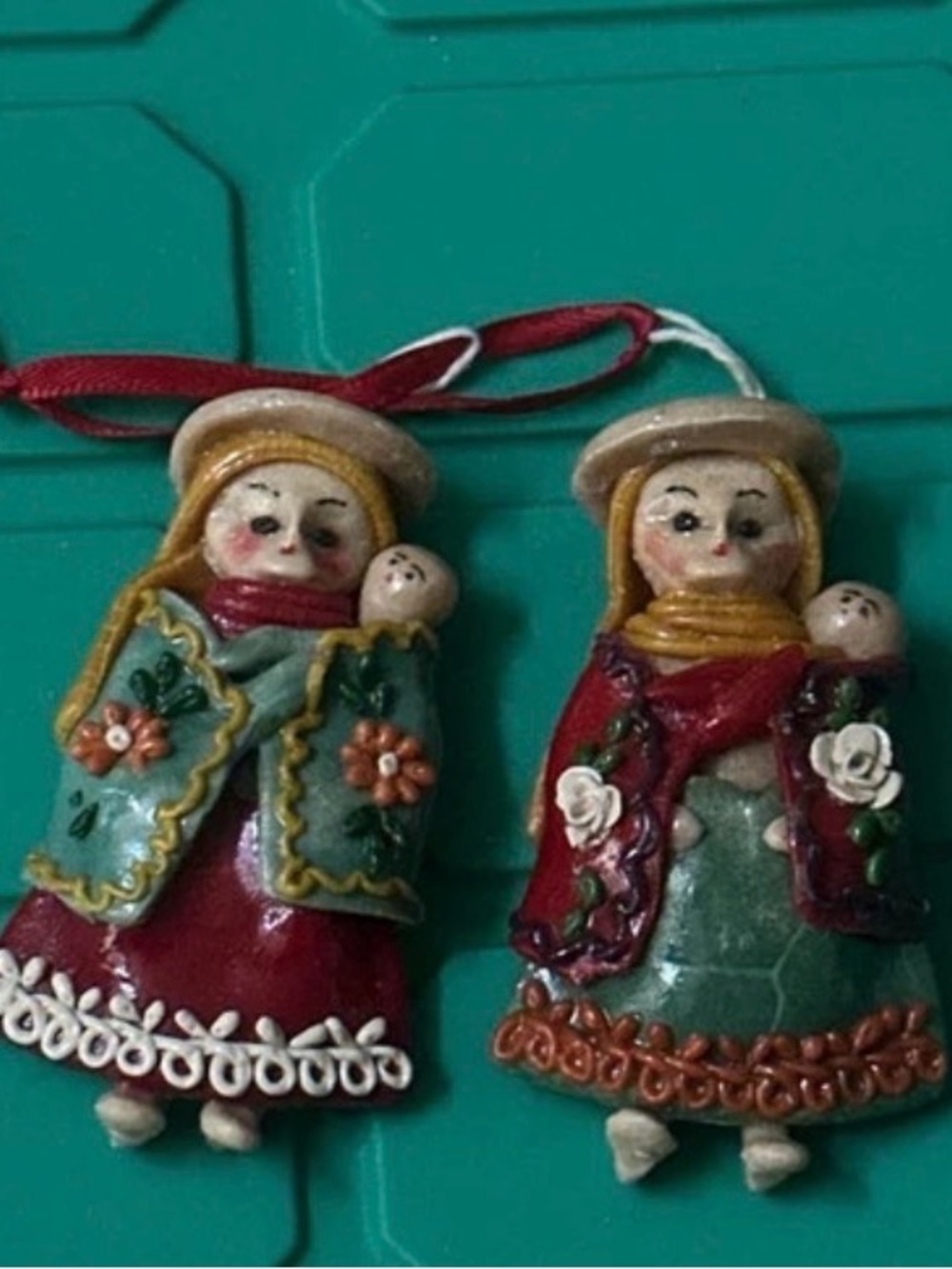 Set of Vintage Marzipan Ornaments Ecuadorian Art Christmas Ornaments